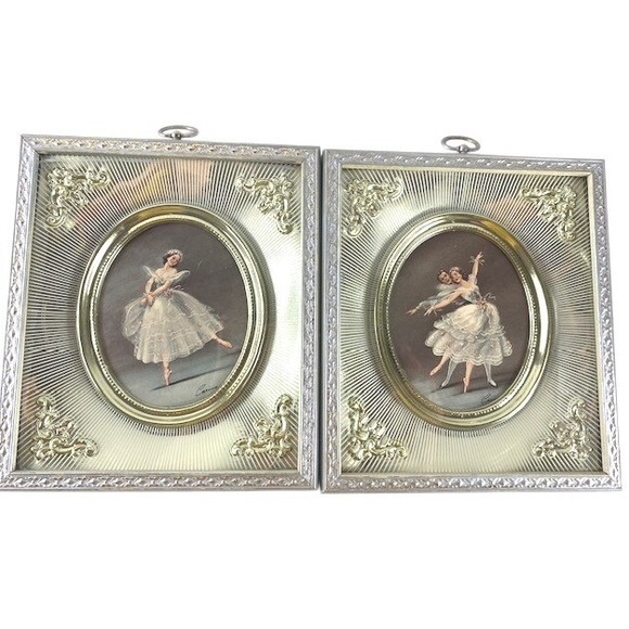 Carina Other - Vintage Carina Ballerina Framed Art Prints Set of 2 Silver Gold Tone Mid Century